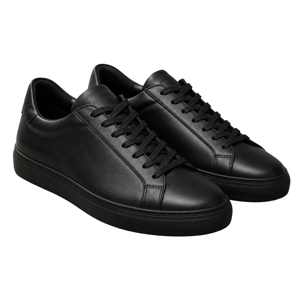 Premium Leather Low-Top Sneakers – Black | Hensky Thurs