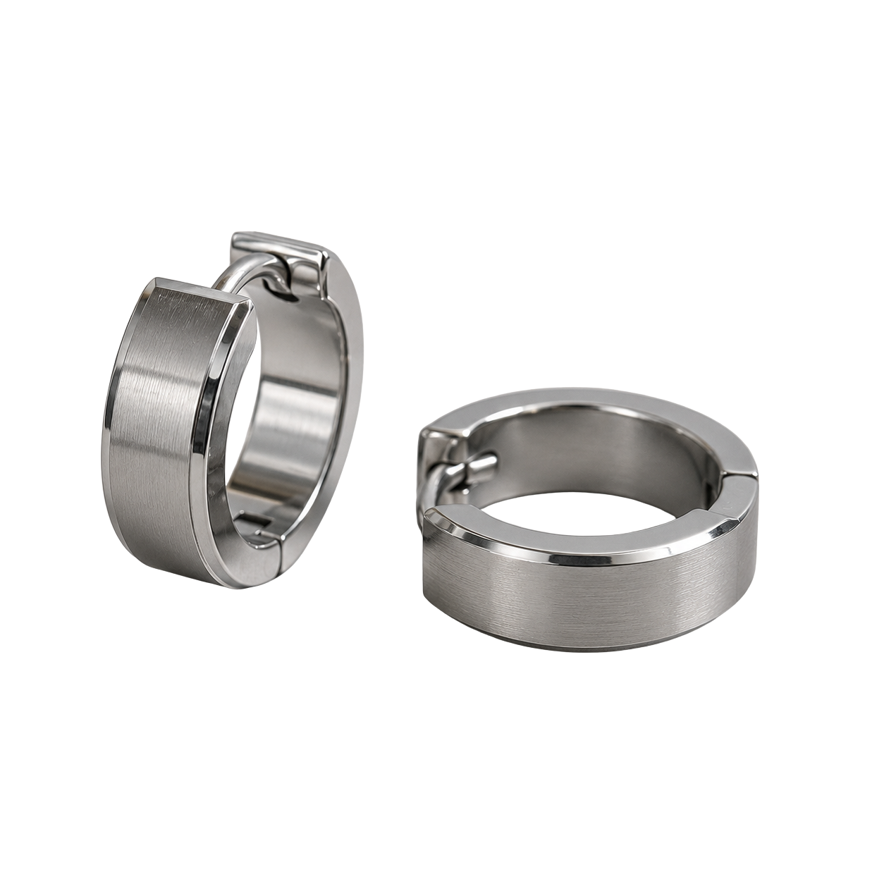 Brushed Stainless Steel Huggie Earrings – Silver | Hensky Thurs