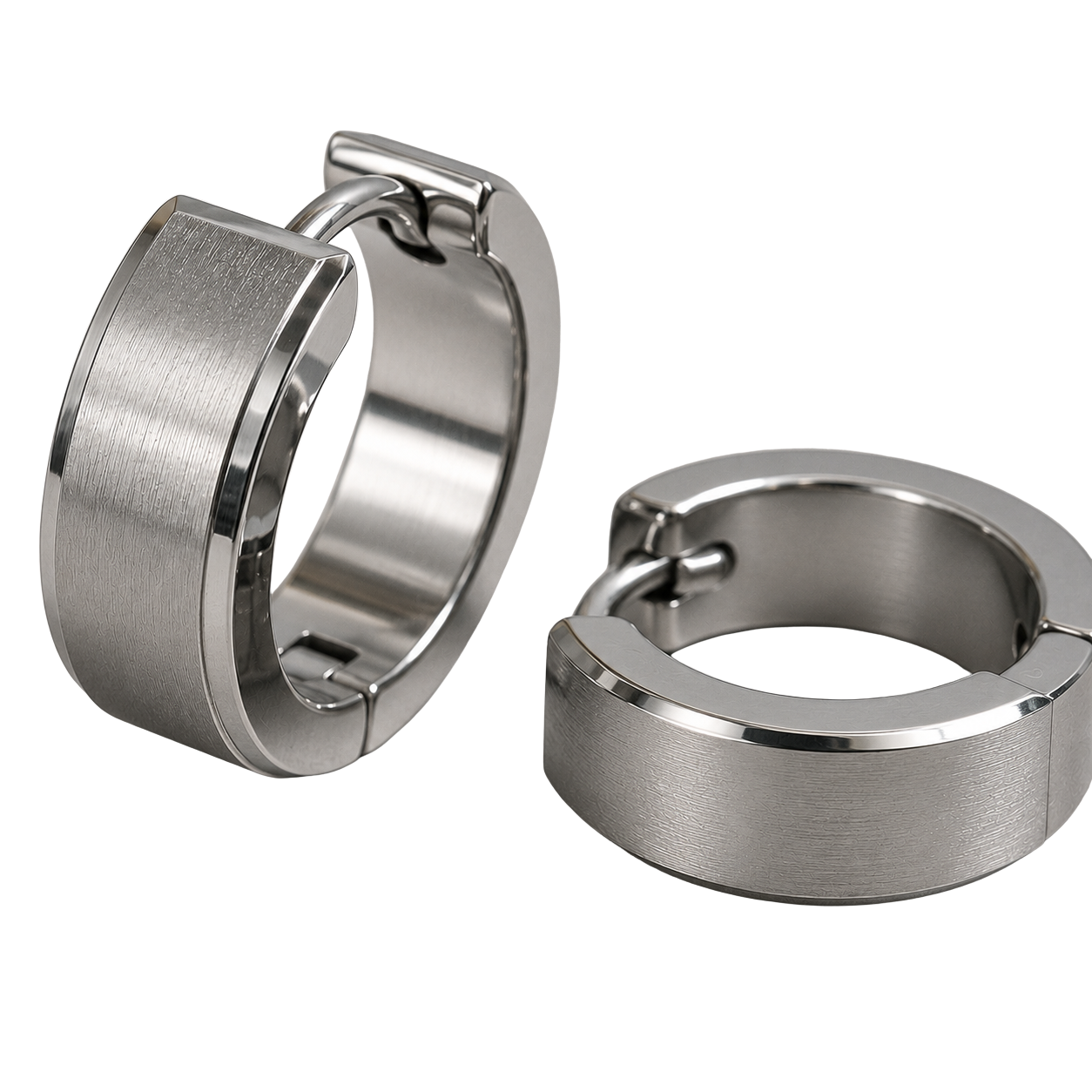Brushed Stainless Steel Huggie Earrings – Silver | Hensky Thurs